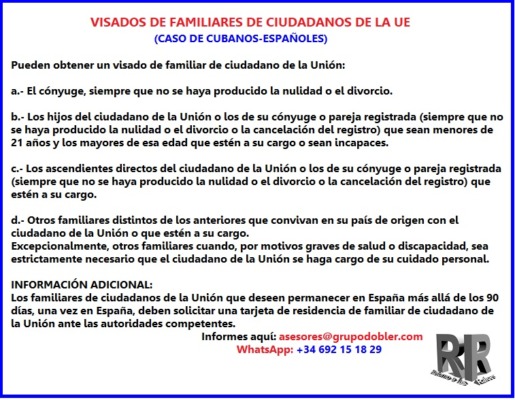 VISADOS FAMILIARES CUBANOS-ESPAÑOLES